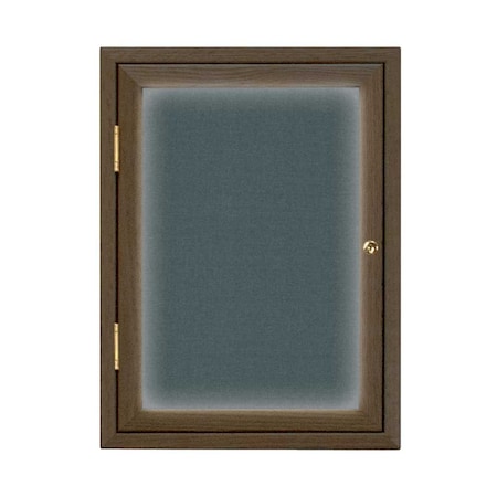Double Door Enclosed Radius EZ Tack Board,48x36,Header,Black/Grey